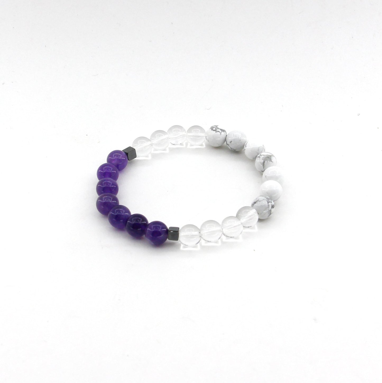 Consciousness Access - Amethyst, Howlite, Clear Quartz, Hematite - Gemstone Bracelet