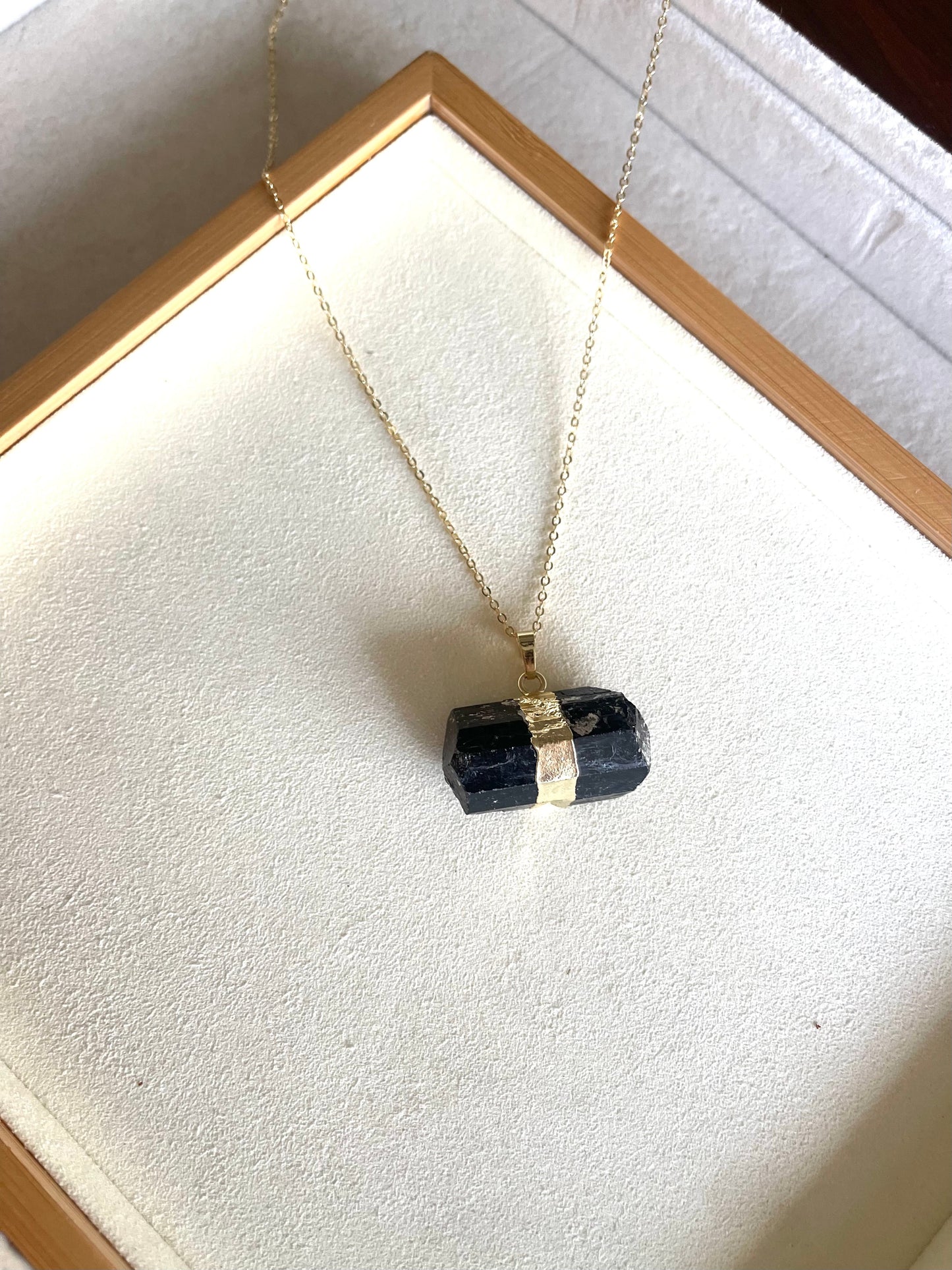 Black Tourmaline Necklace - Gold