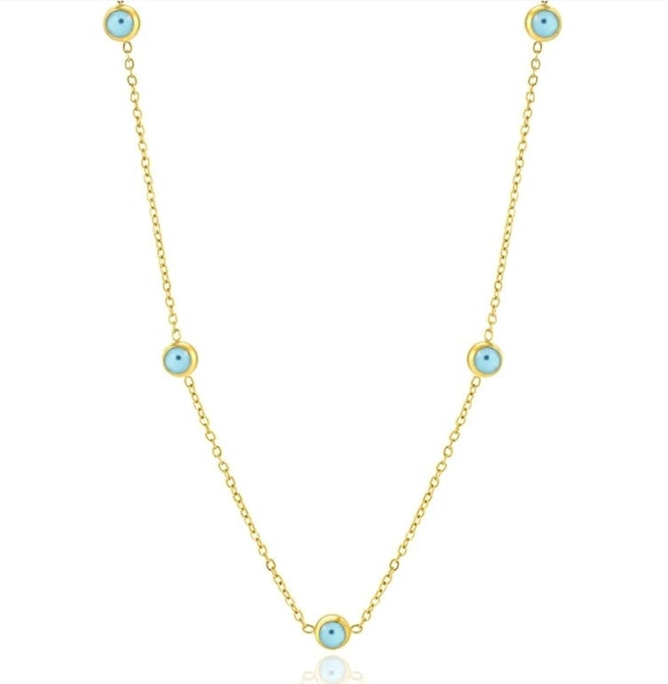 Blue Eye Choker Necklace - Gold