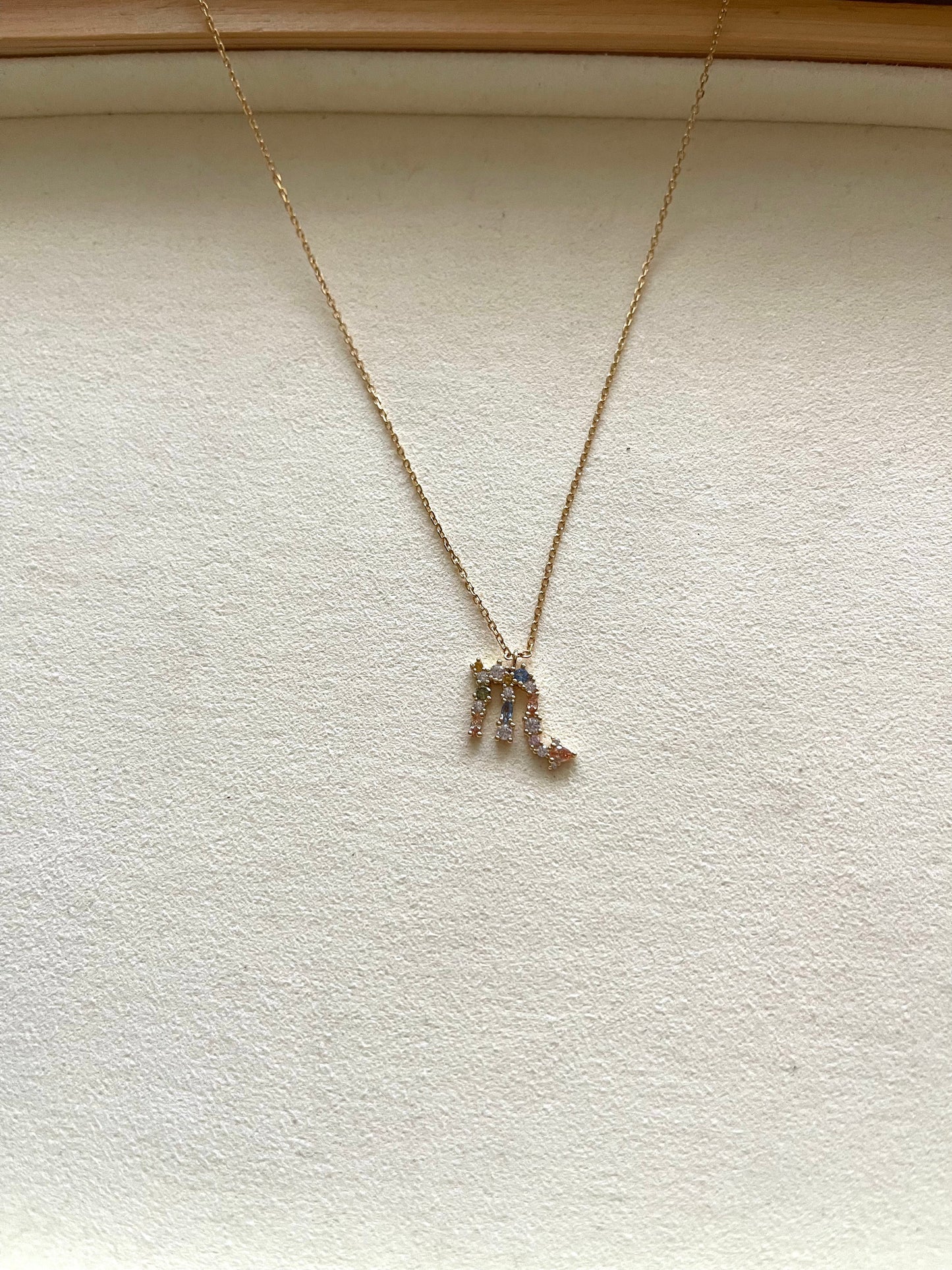Zodiac Sign Necklace with Colorful Crystals - Scorpio - 18K Gold