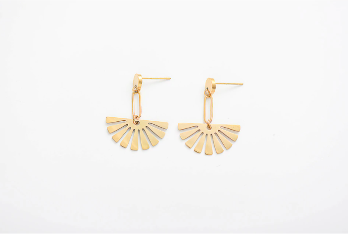 Geometric Leaf Earrings - Gold