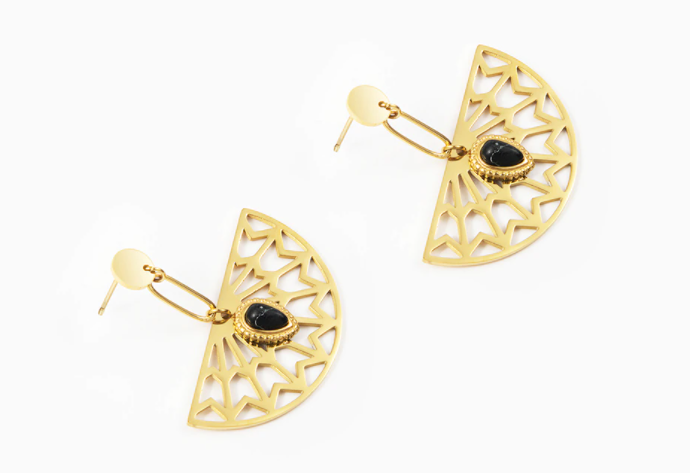 Semi-Circle Geometric Earrings - Gold
