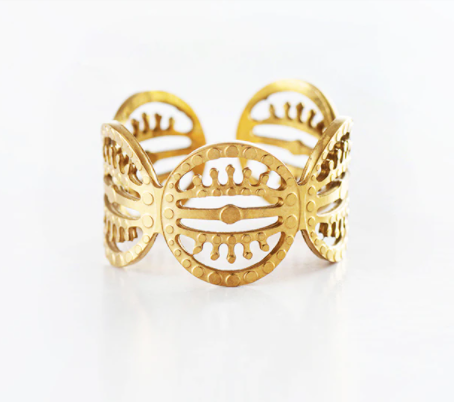 Vintage Eye Ring - Adjustable - Gold