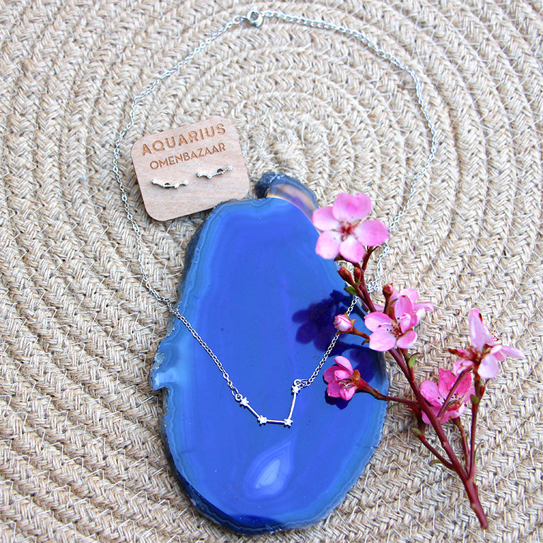 Zodiac Constellation Necklace - Aquarius - 925 Sterling Silver