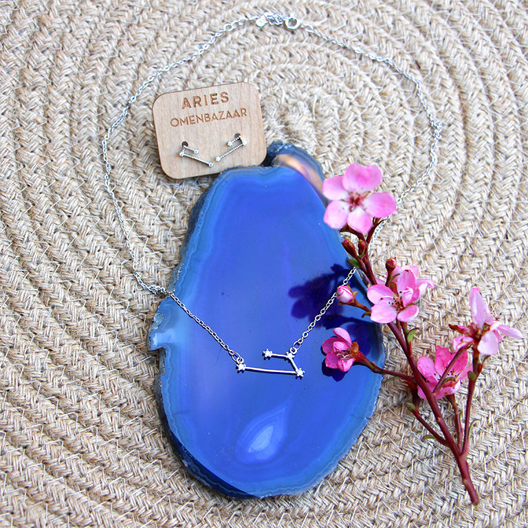 Zodiac Constellation Necklace - Aries - 925 Sterling Silver