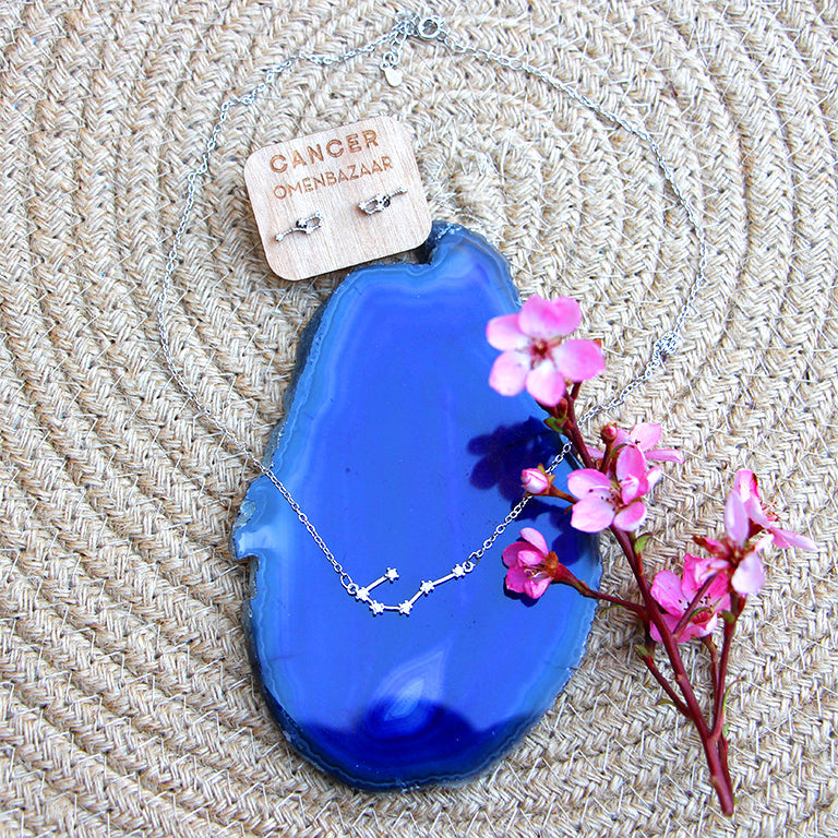 Zodiac Constellation Necklace - Cancer - 925 Sterling Silver