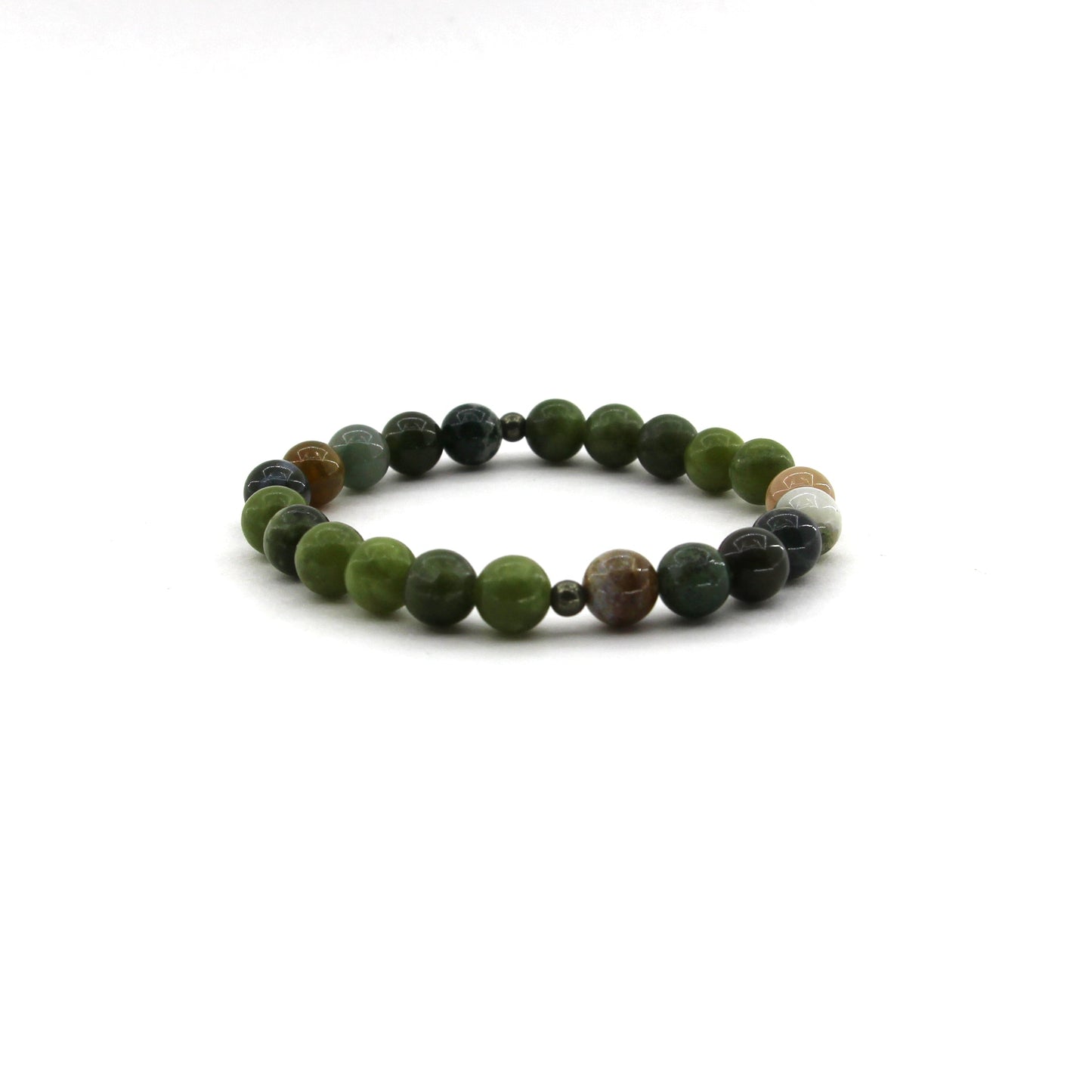 Ultimate Healing - Green Jasper, Indian Agate, Pyrite - Gemstone Bracelet