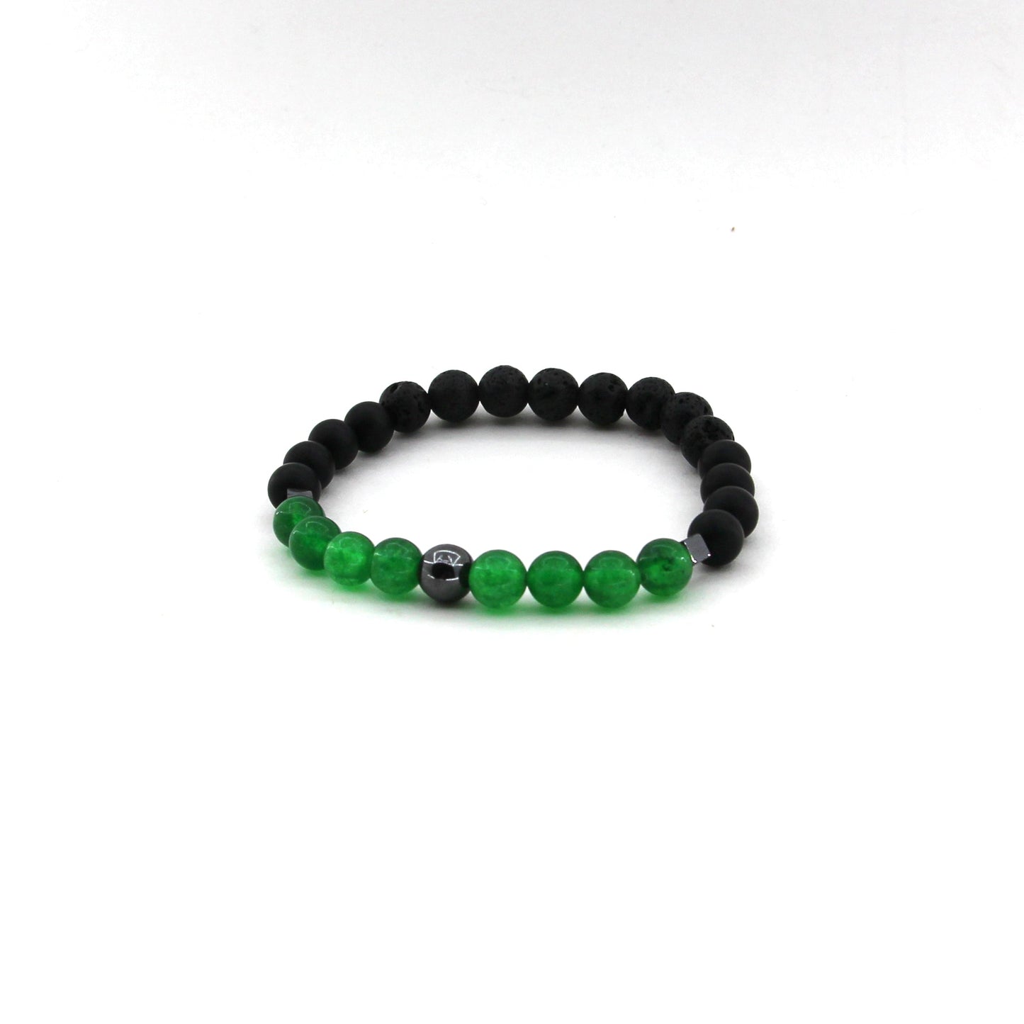 Connect to Your Higher Self - Green Jade, Lava, Obsidian, Hematite- Gemstone Bracelet