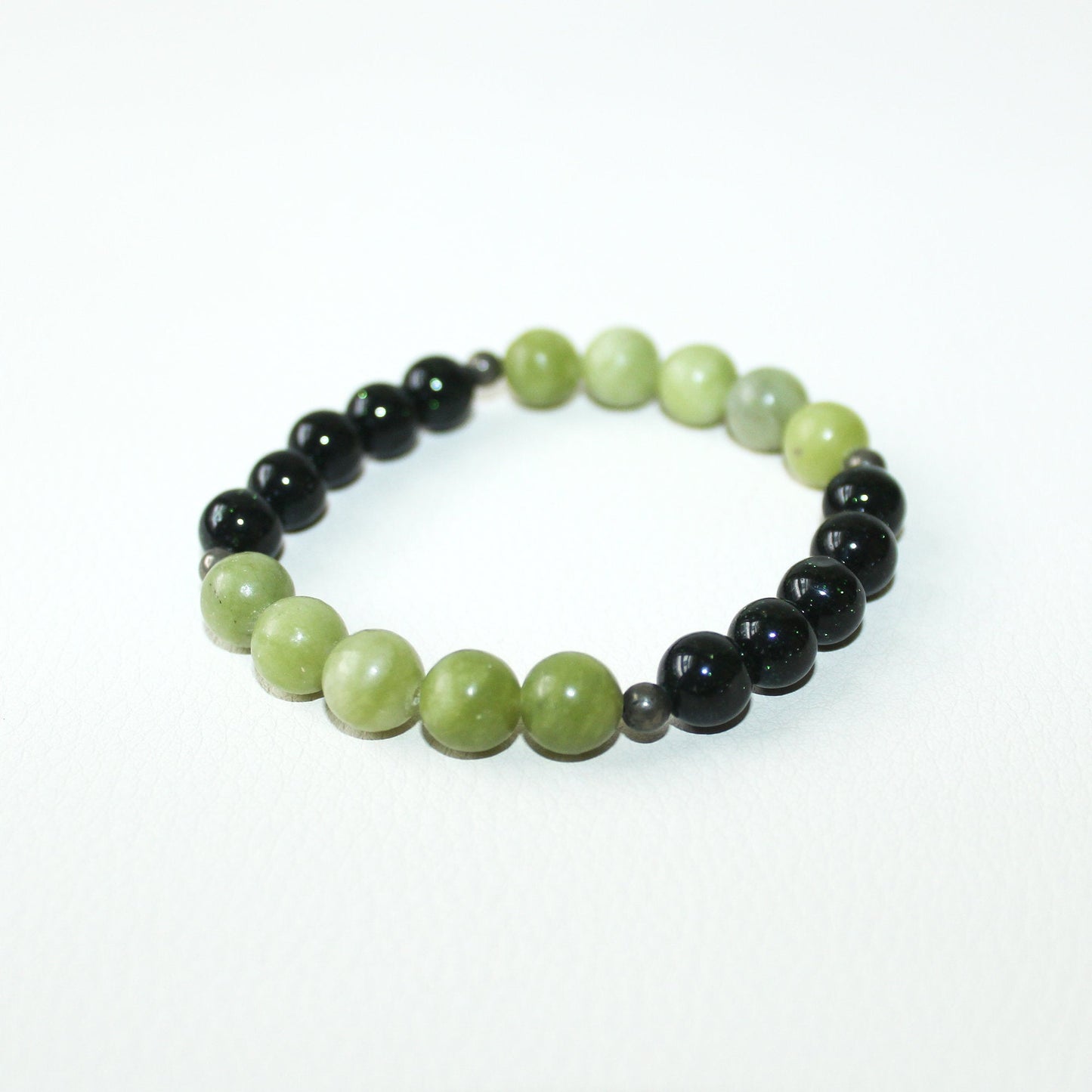 No Worries - Green Jasper, Green Goldstone, Pyrite - Gemstone Bracelet