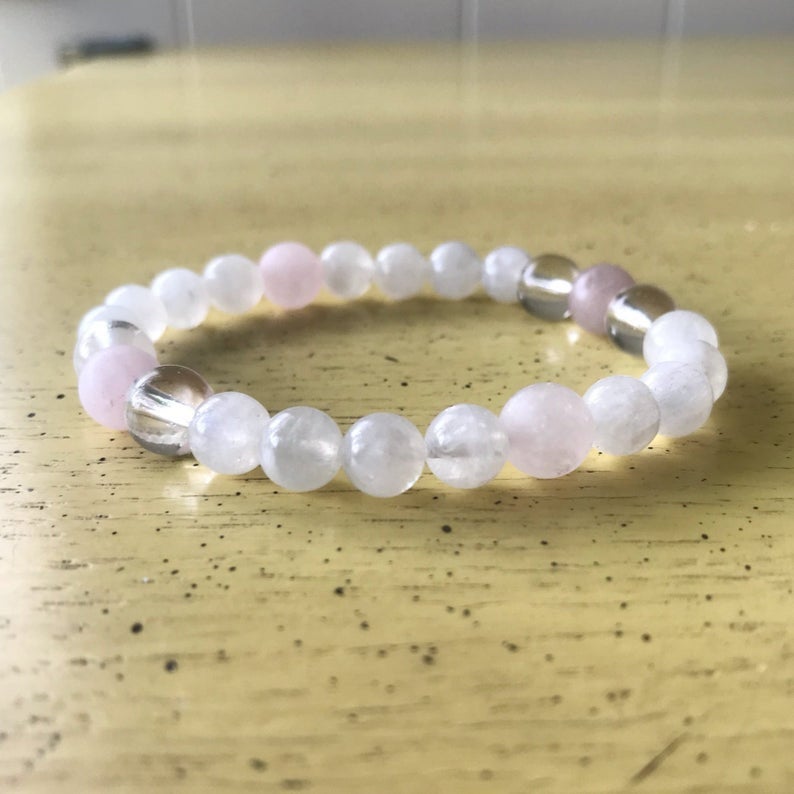 Enable Your Inner Goddess - Moonstone, Clear Quartz, Rose Quartz - Gemstone Bracelet