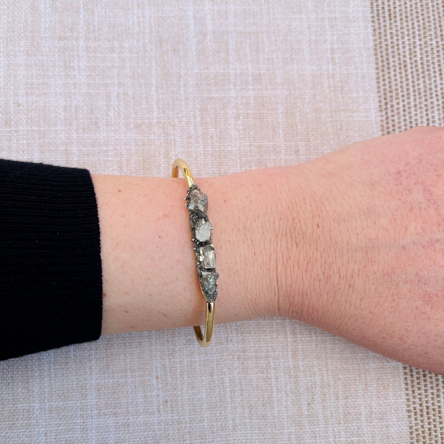 Pyrite Cuff Bracelet - Gold