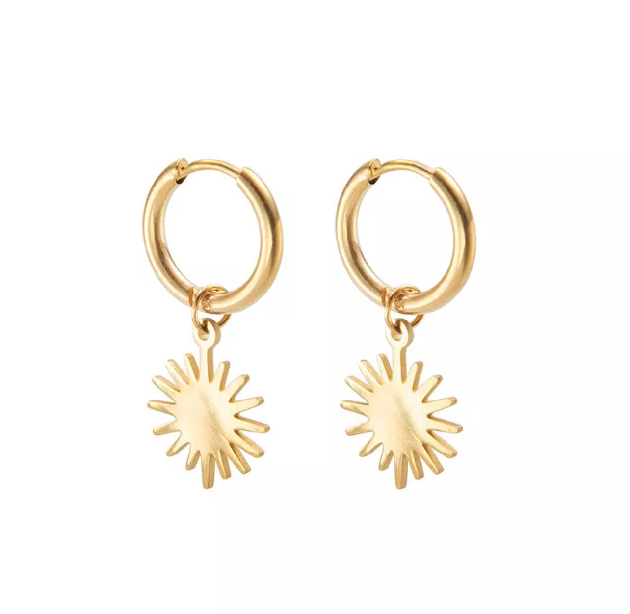 The Sun Hoop Earrings in Gold - Stainless Steel