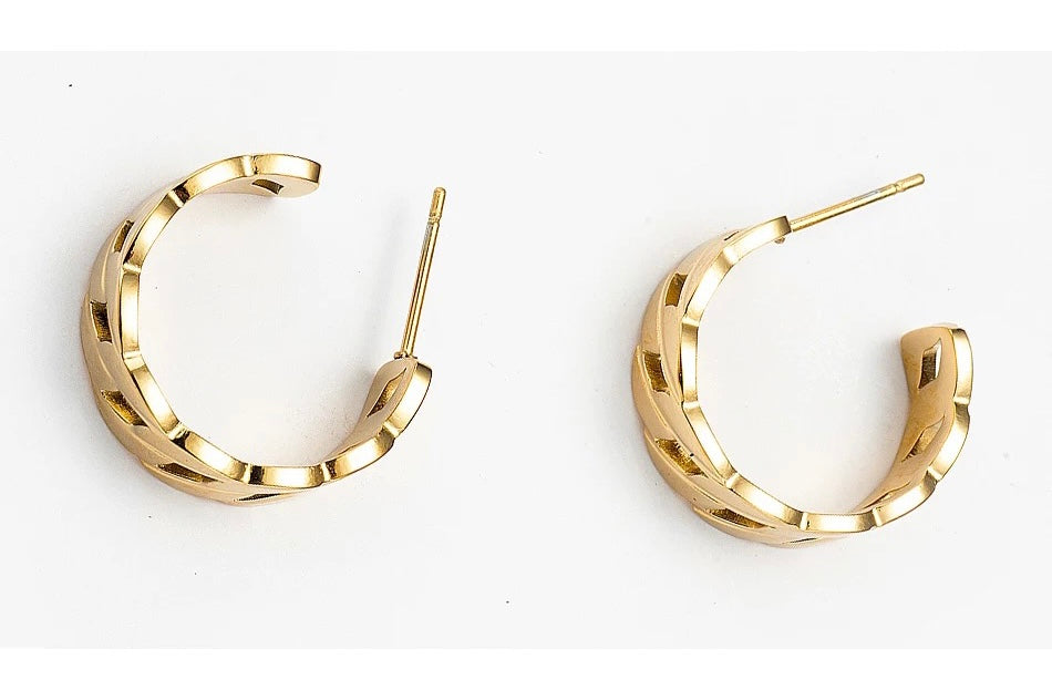 Gold Chain Hoops - Stainless Steel