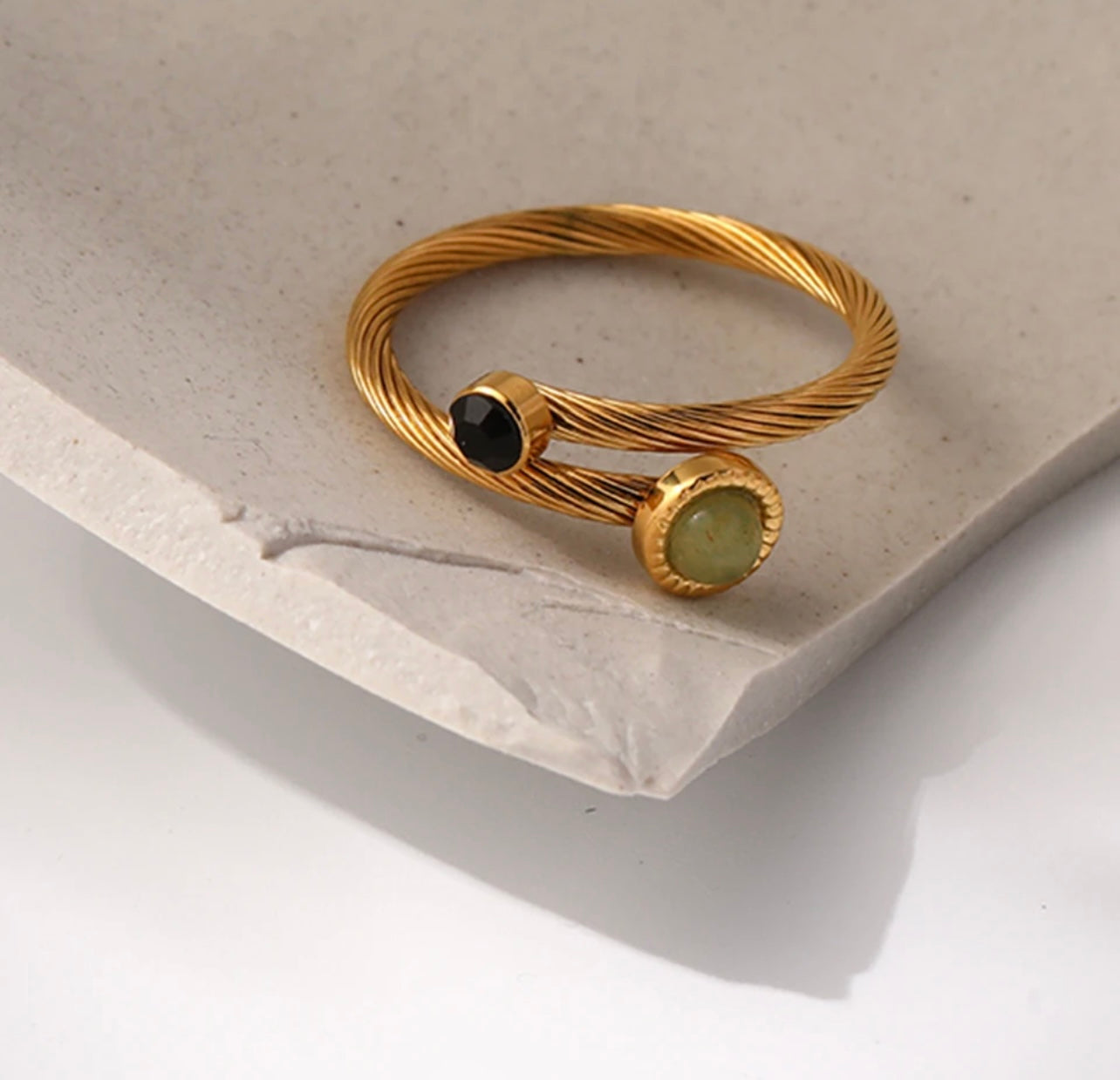 Vintage Gold Ring with Stones - Adjustable