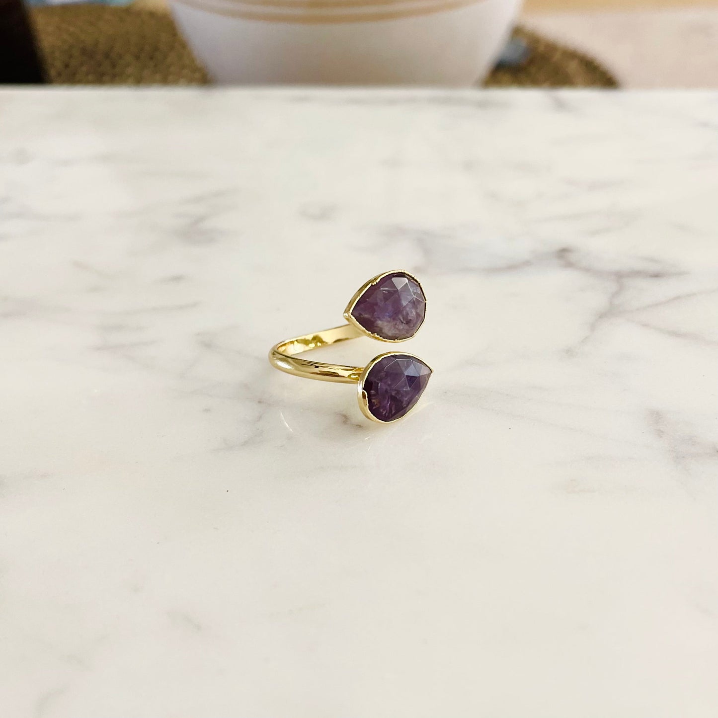 Amethyst Ring - Adjustable - Gold