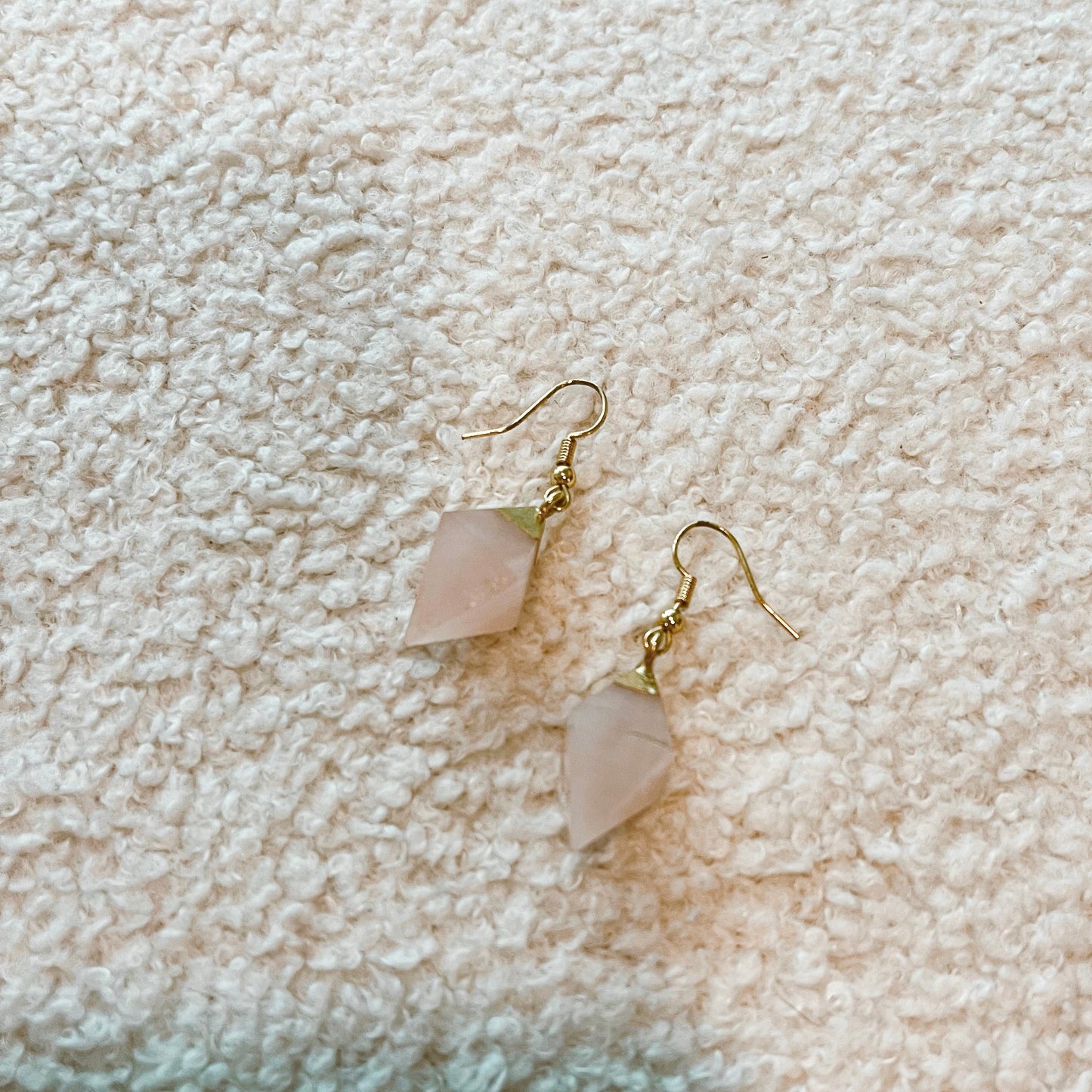 Rose Quartz Earrings - Gold
