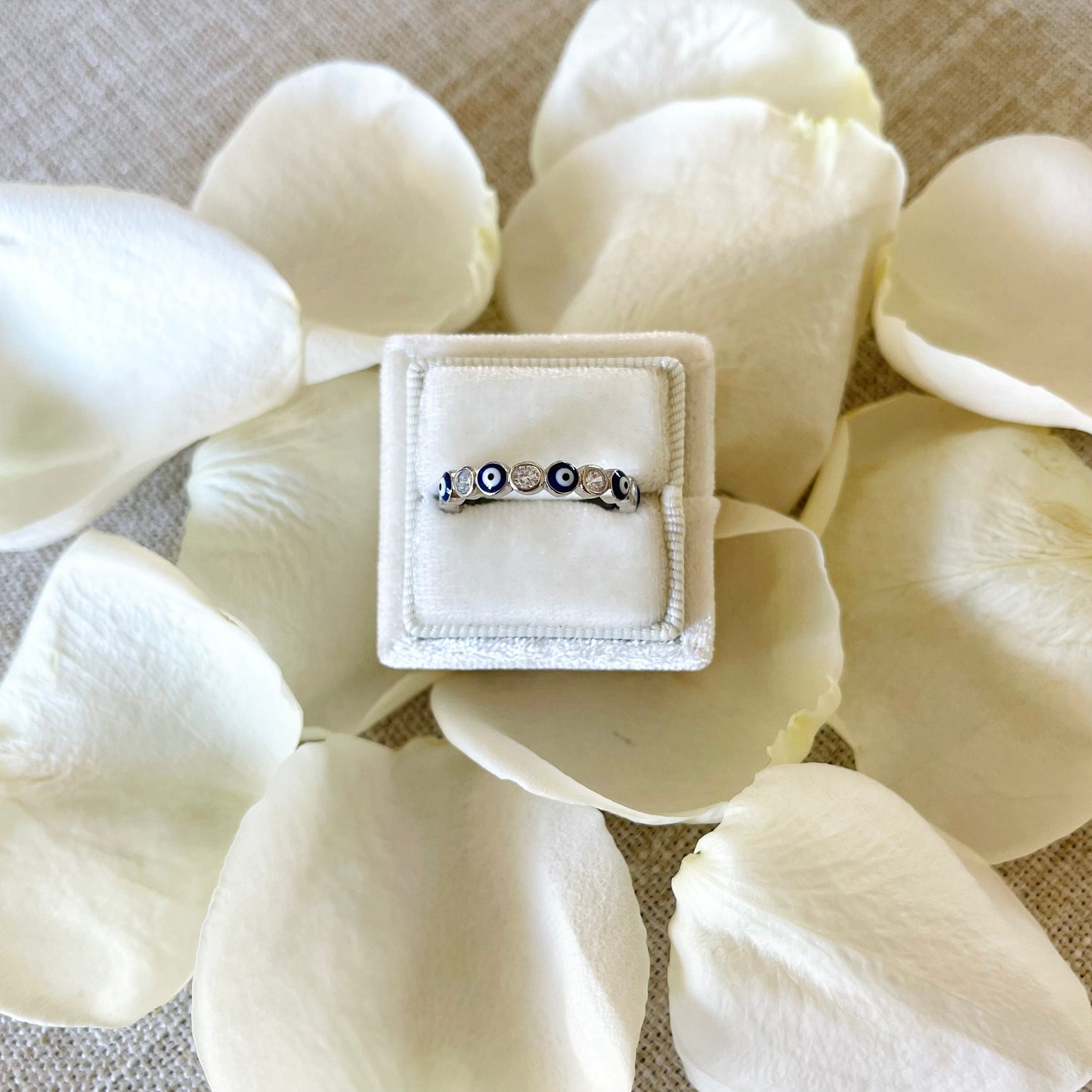 Eye with Zircon Crystals Band Ring - 925 Sterling Silver