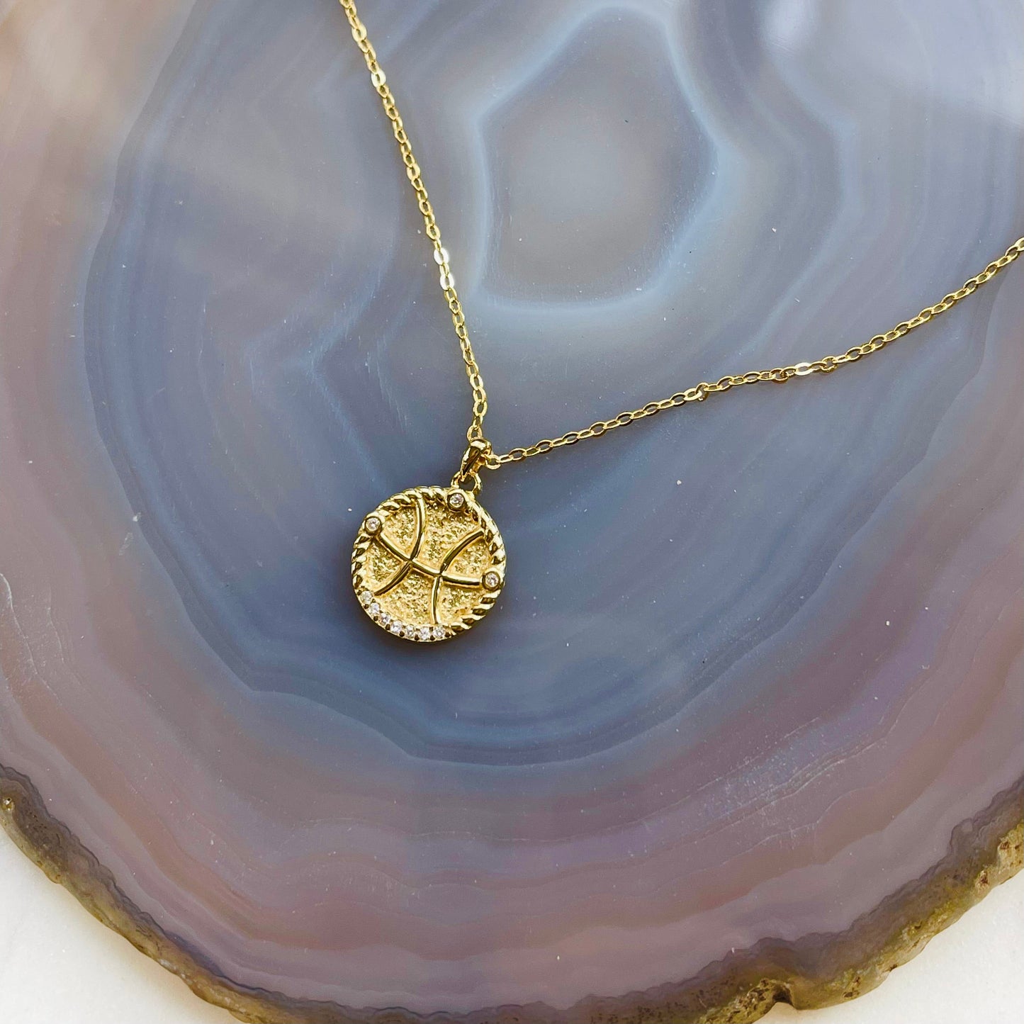 Zodiac Necklace - Pisces - 18K Gold