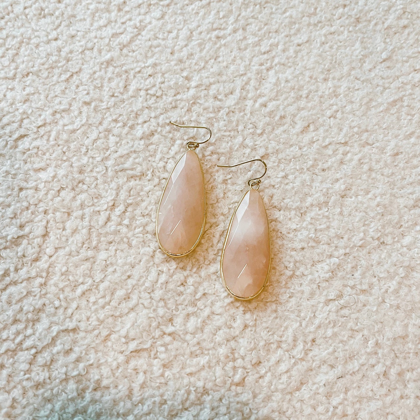 Rose Quartz Drop Earrings - Gold