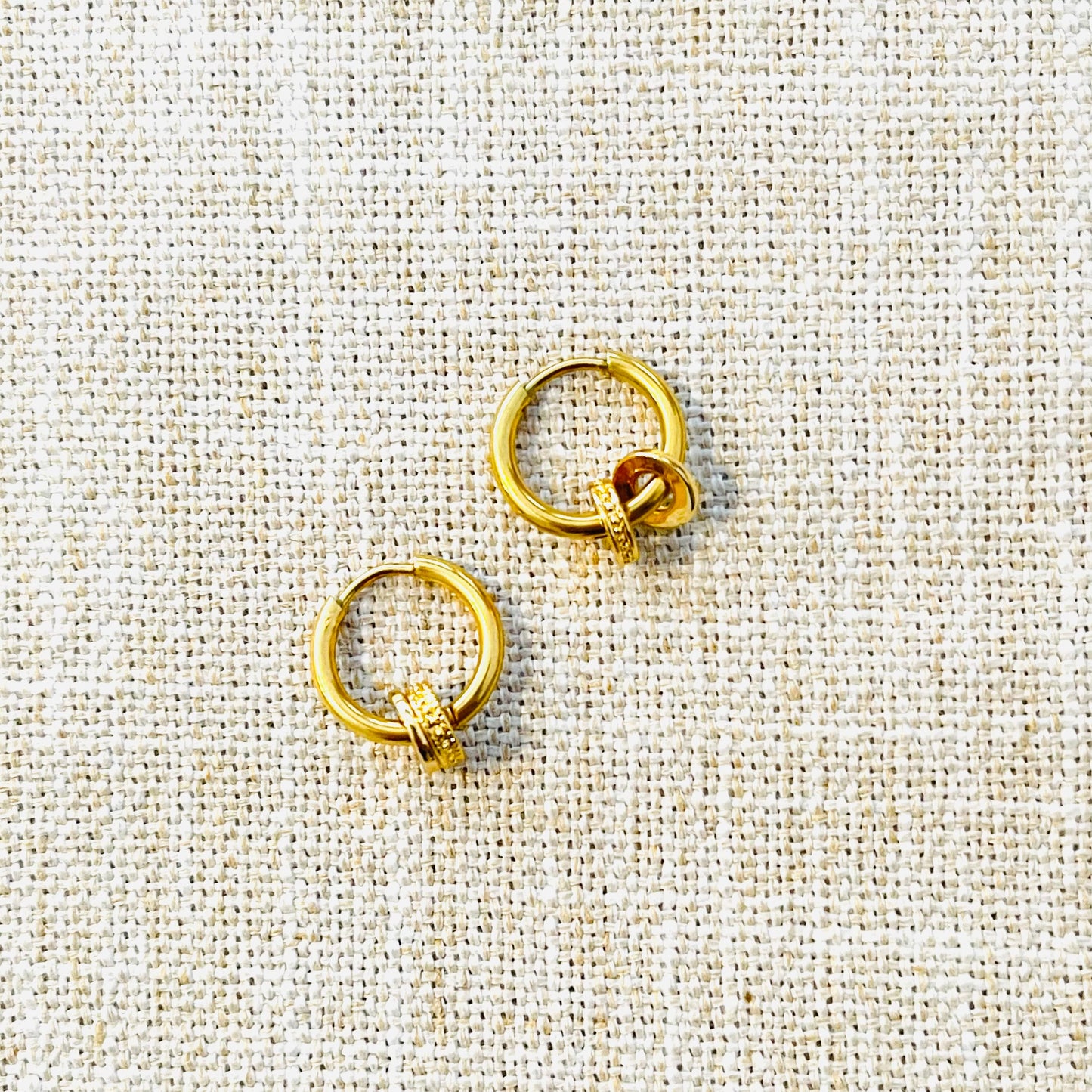 Hoop Earrings with Rings - Gold