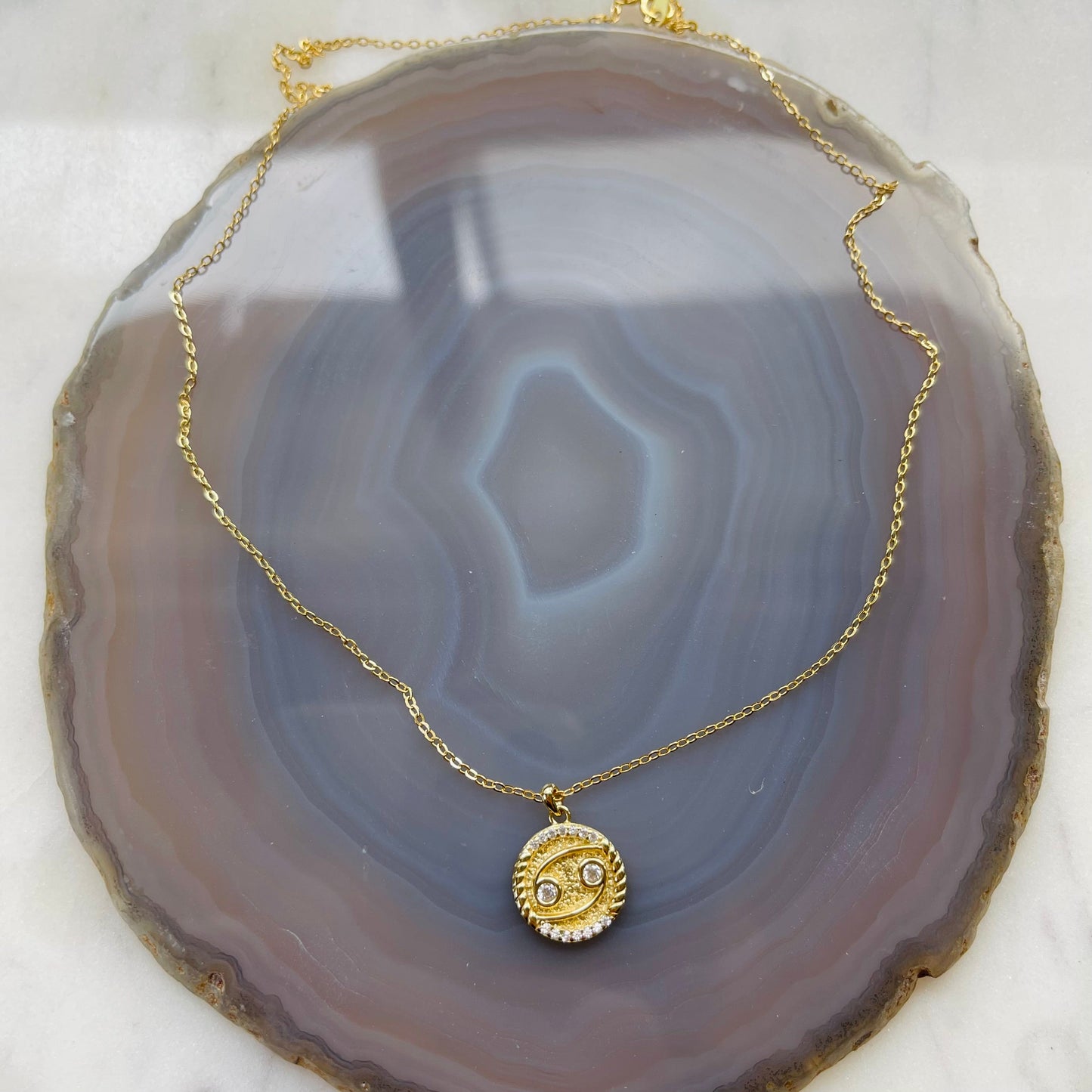 Zodiac Necklace - Cancer - 18K Gold
