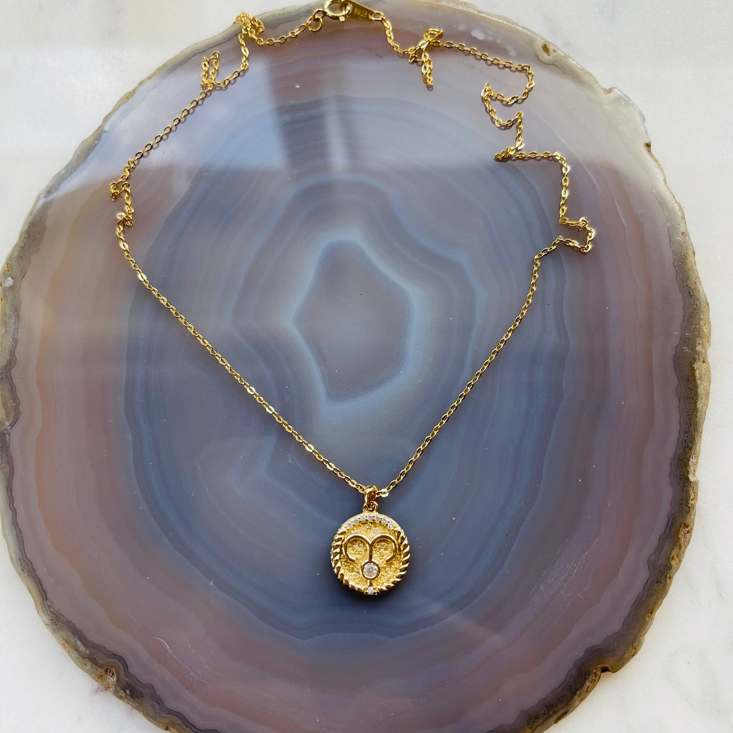 Zodiac Necklace - Aries - 18K Gold