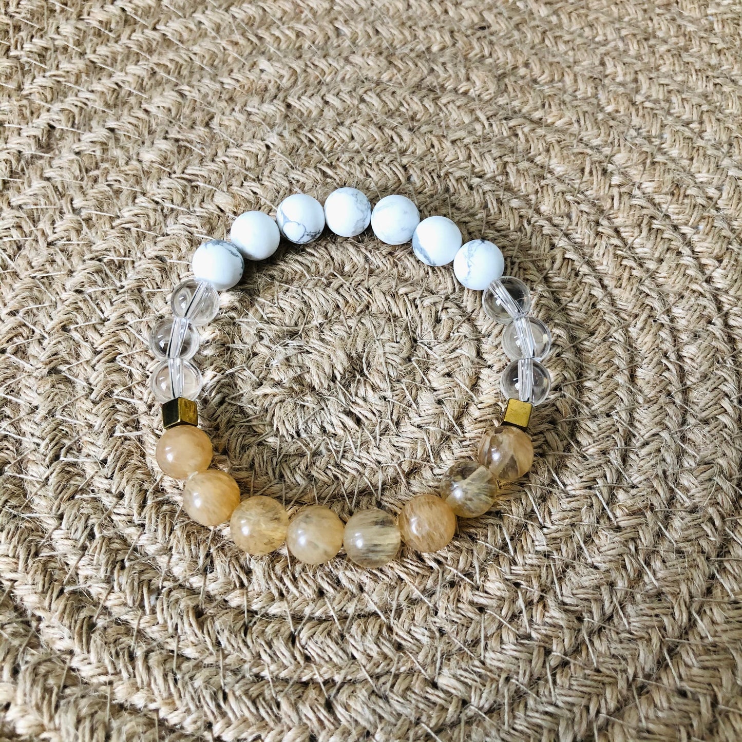 Energy Cleanser -Citrine, Clear Quartz, Howlite - Gemstone Bracelet