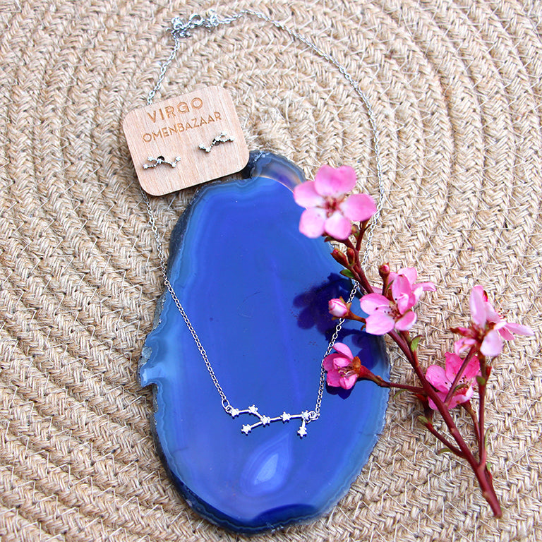 Zodiac Constellation Necklace - Virgo - 925 Sterling Silver