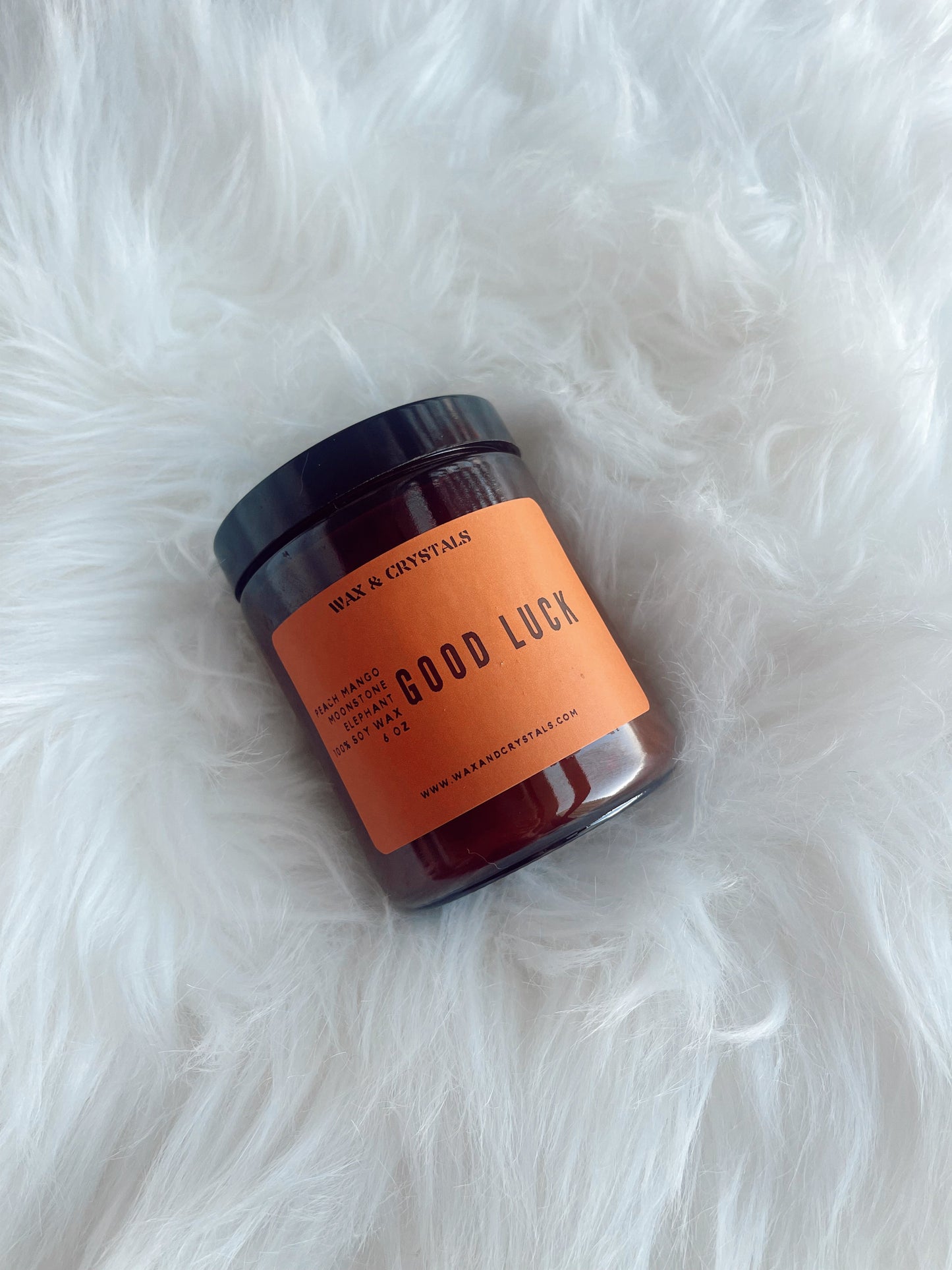 Good Luck Candle with Elephant Moonstone Crystal