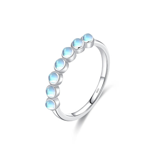 7 Moonstones Ring in Silver