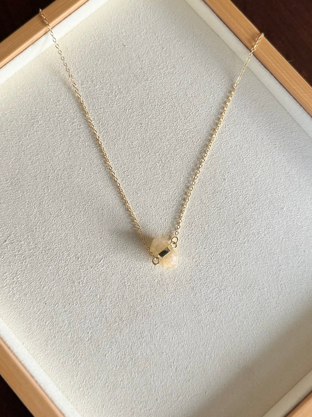 Minimal Citrine Necklace - Gold