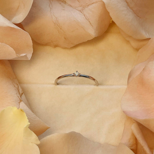 Single Crystal Ring - 925 Sterling Silver