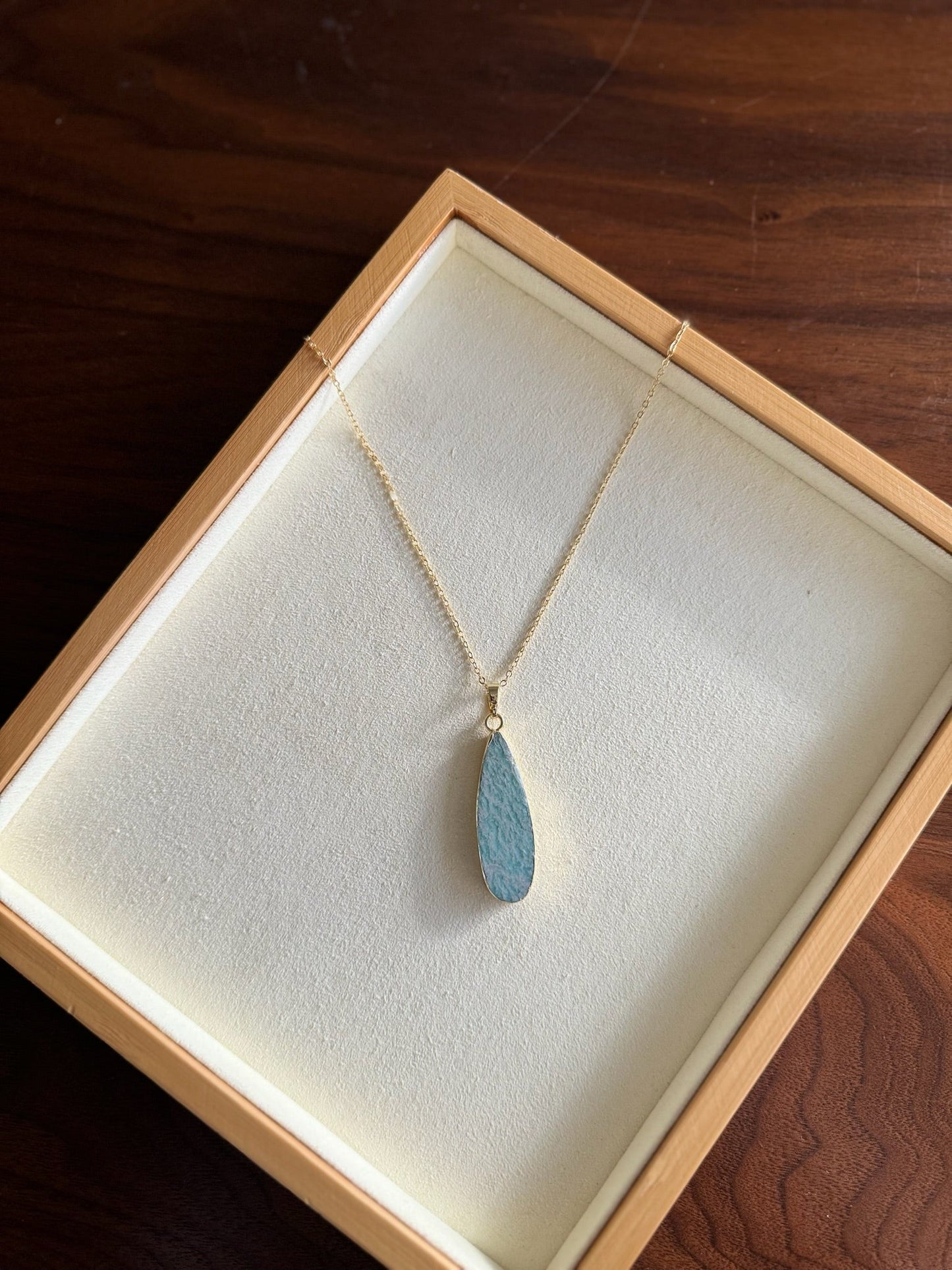 Large Amazonite Necklace - Gold