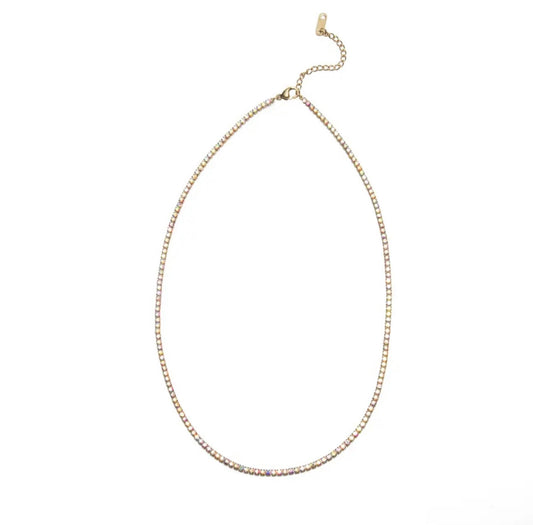 Shiny Rhinestone Necklace - Gold Plated