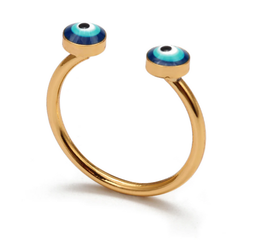 Adjustable Double Eye Ring - Gold