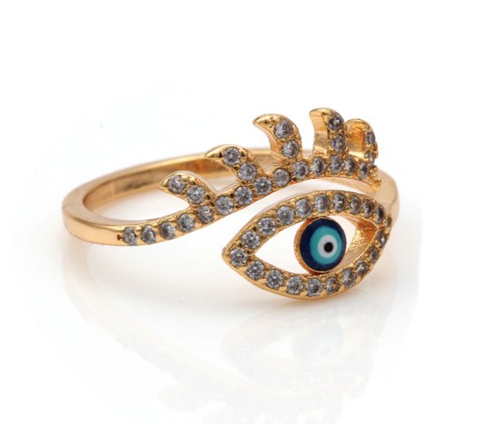 Adjustable Minimal Eye Ring - Gold