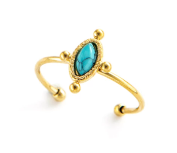 Natural Stone - Turquoise - Minimal Ring - Gold