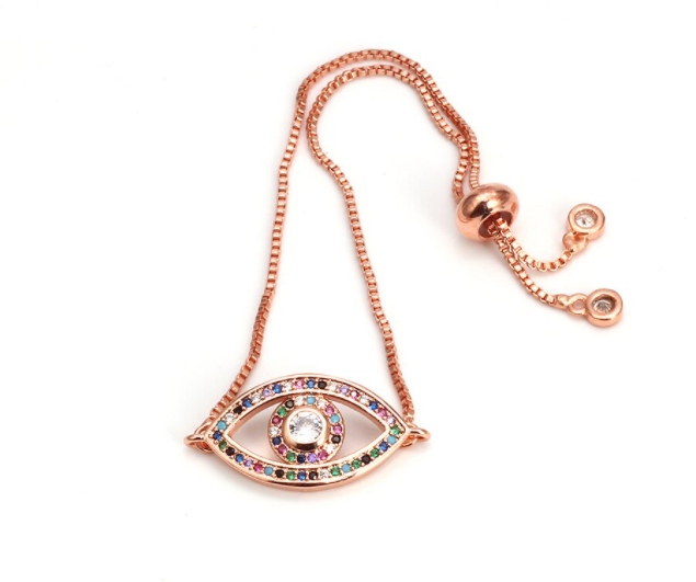 Eye with Colorful Crystals Bracelet - Rose Gold