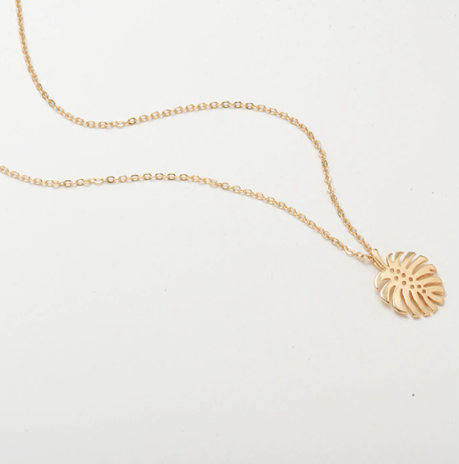 Monstera Leaf Necklace - Gold