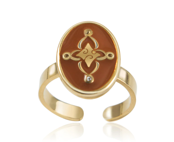 Enamel Ring - Orange - Gold