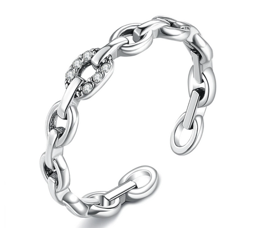 Chain Ring - Adjustable - 925 Sterling Silver