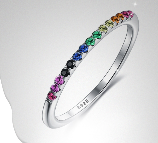 Rainbow Band Ring - 925 Sterling Silver