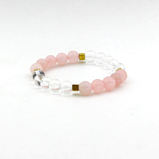 Deep Love - Rose Quartz, Clear Quartz, Hematite - Gemstone Bracelet