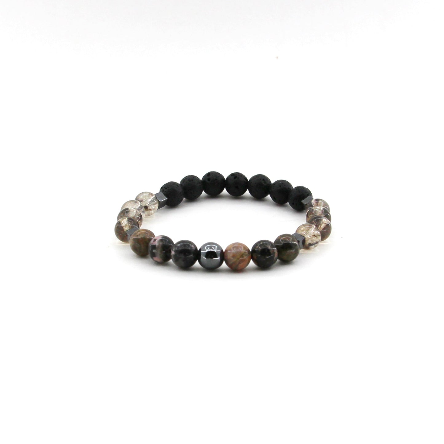 Forgiveness - Rhodonite, Smokey Quartz, Lava, Hematite - Gemstone Bracelet