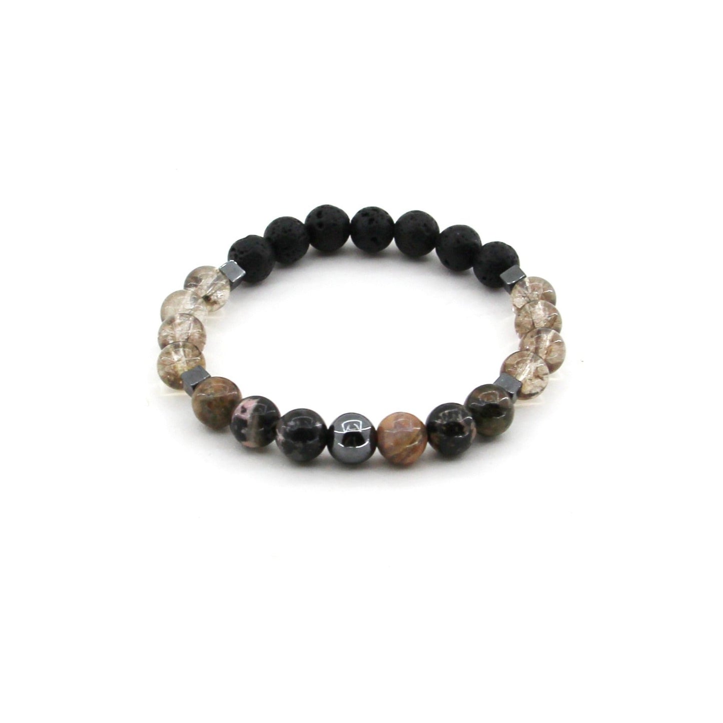 Forgiveness - Rhodonite, Smokey Quartz, Lava, Hematite - Gemstone Bracelet