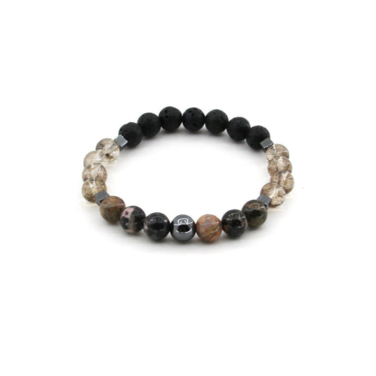 Forgiveness - Rhodonite, Smokey Quartz, Lava, Hematite - Gemstone Bracelet