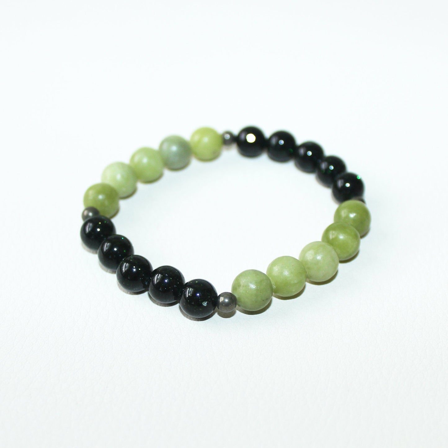No Worries - Green Jasper, Green Goldstone, Pyrite - Gemstone Bracelet