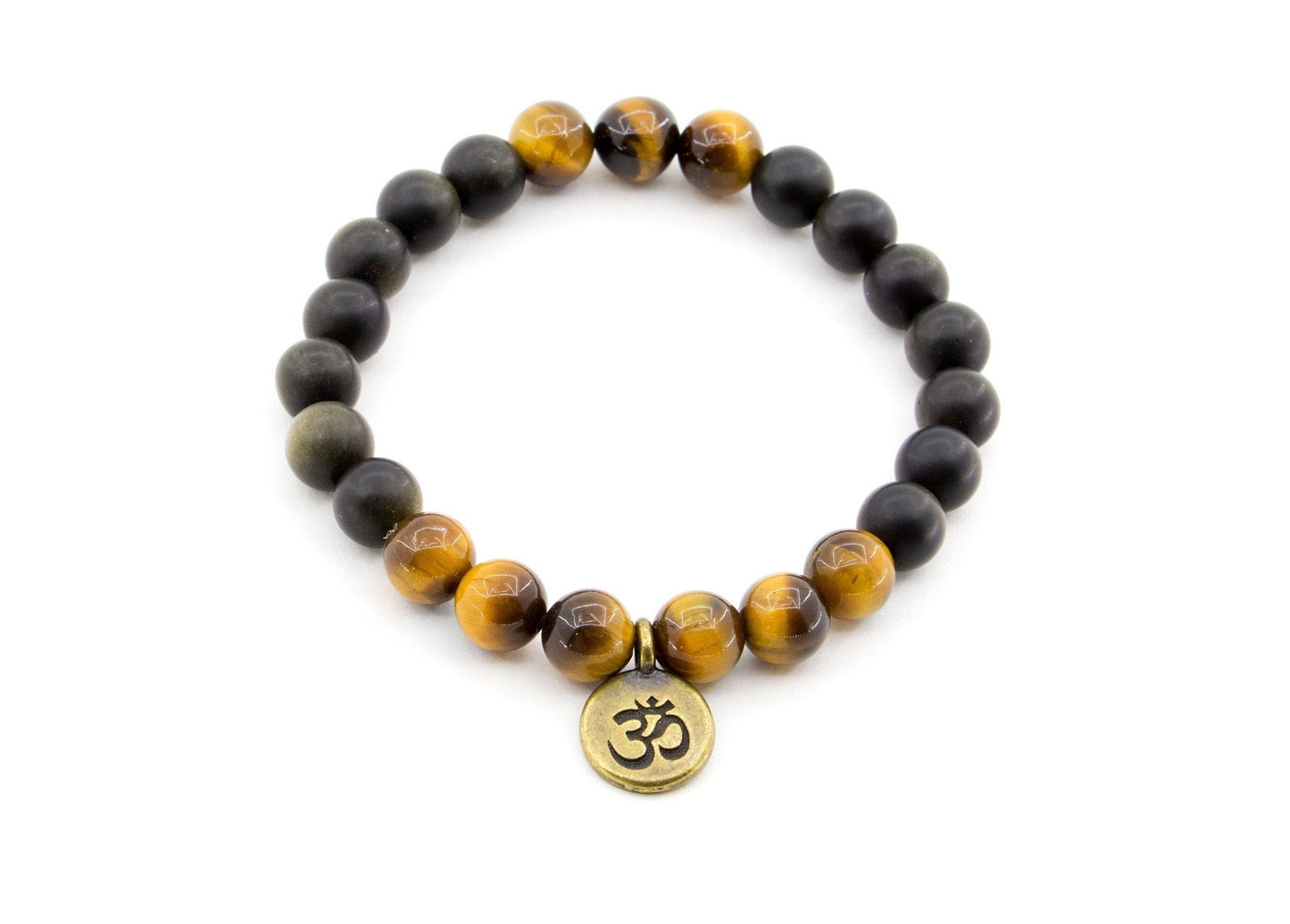 Manifestation - Tiger's Eye, Obsidian, OM Symbol - Gemstone Bracelet