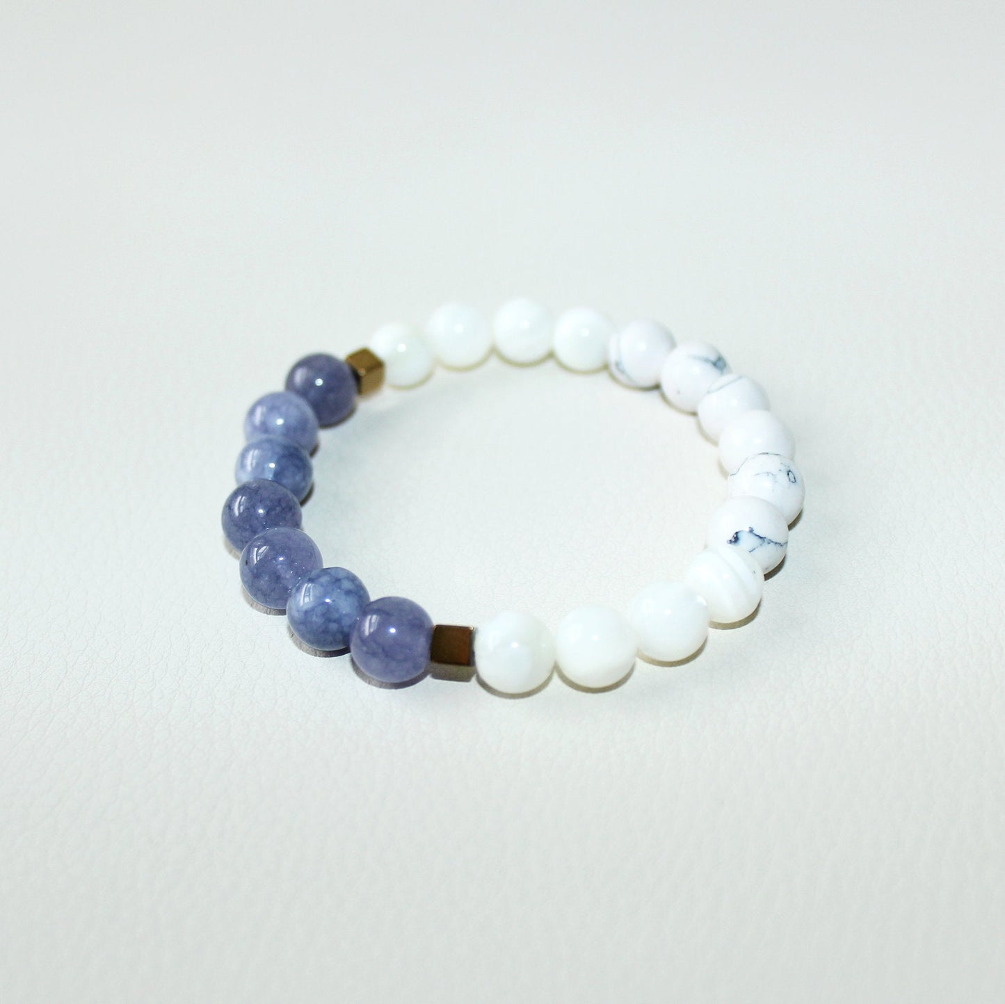 Communicate with your Angels -  Angelite, Howlite, Mother of Pearl, Hematite - Gemstone Bracelet