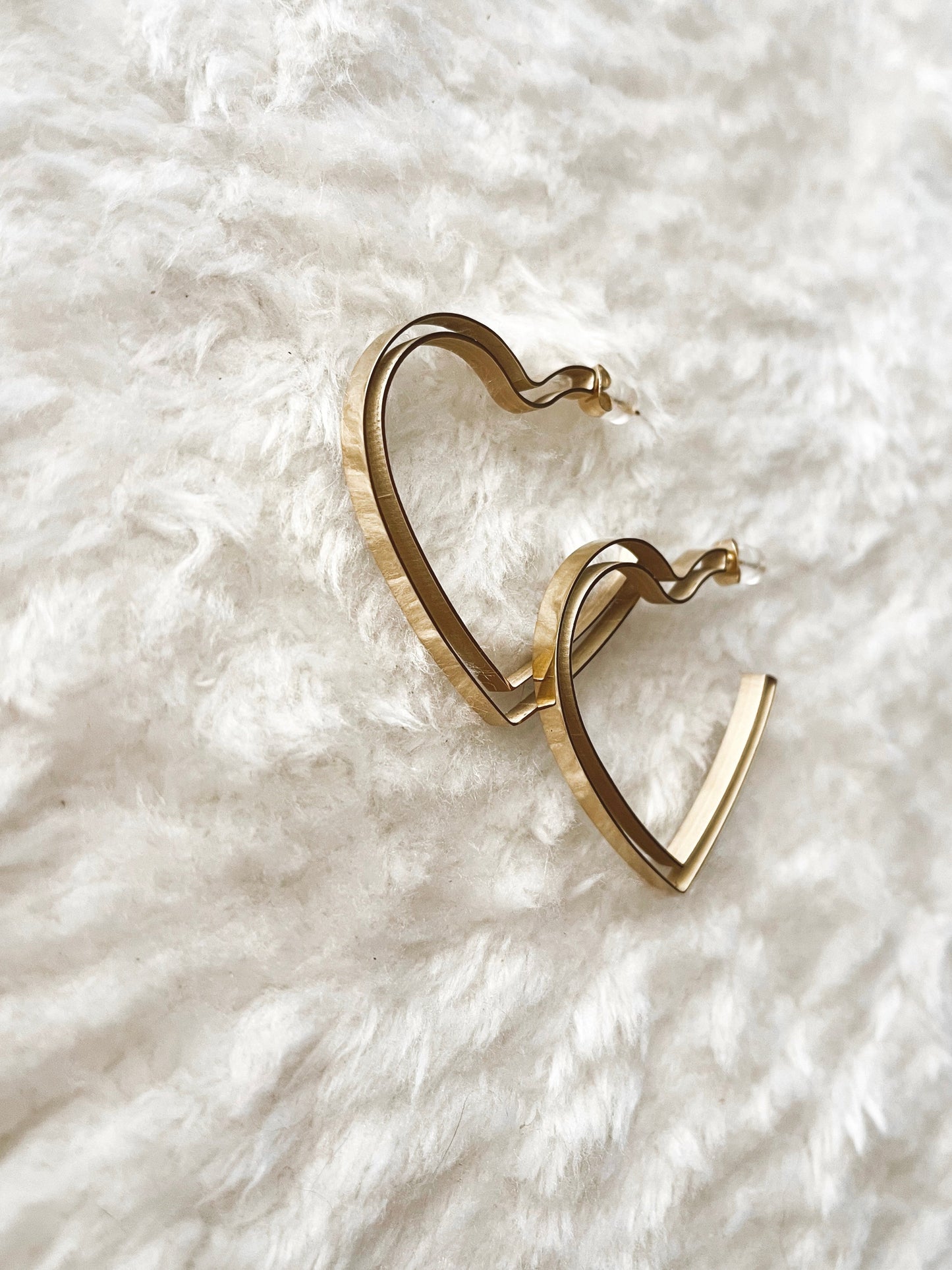 Large Heart Earrings in Gold - Stainless Steel